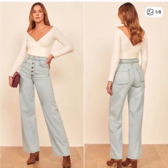 Reformation Denim - Reformation Olive Jean Light Wash Flare Jeans